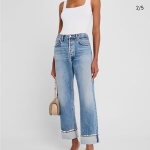 AGOLDE Fran Straight-Leg Cuffed Jeans in Reign, NWT size 28